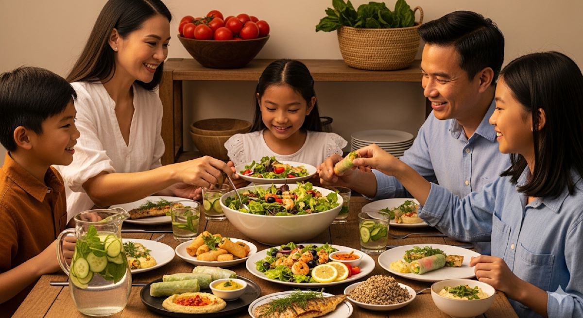 Summarize the heart-healthy Mediterranean Diet Vietnamese adaptation and encourage positive lifestyle change